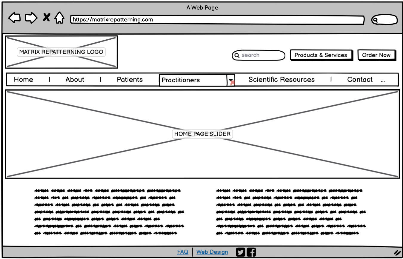 Matrix Repatterning Wireframe Practitioner Page