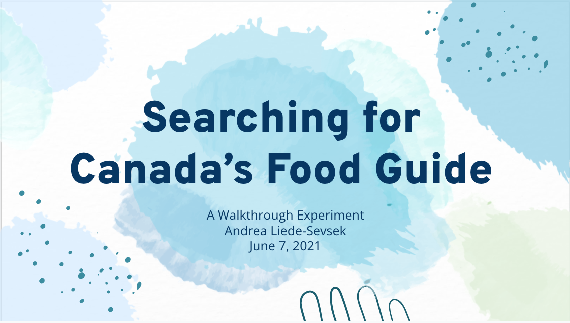 Searching for Canada's Food Guide title slide