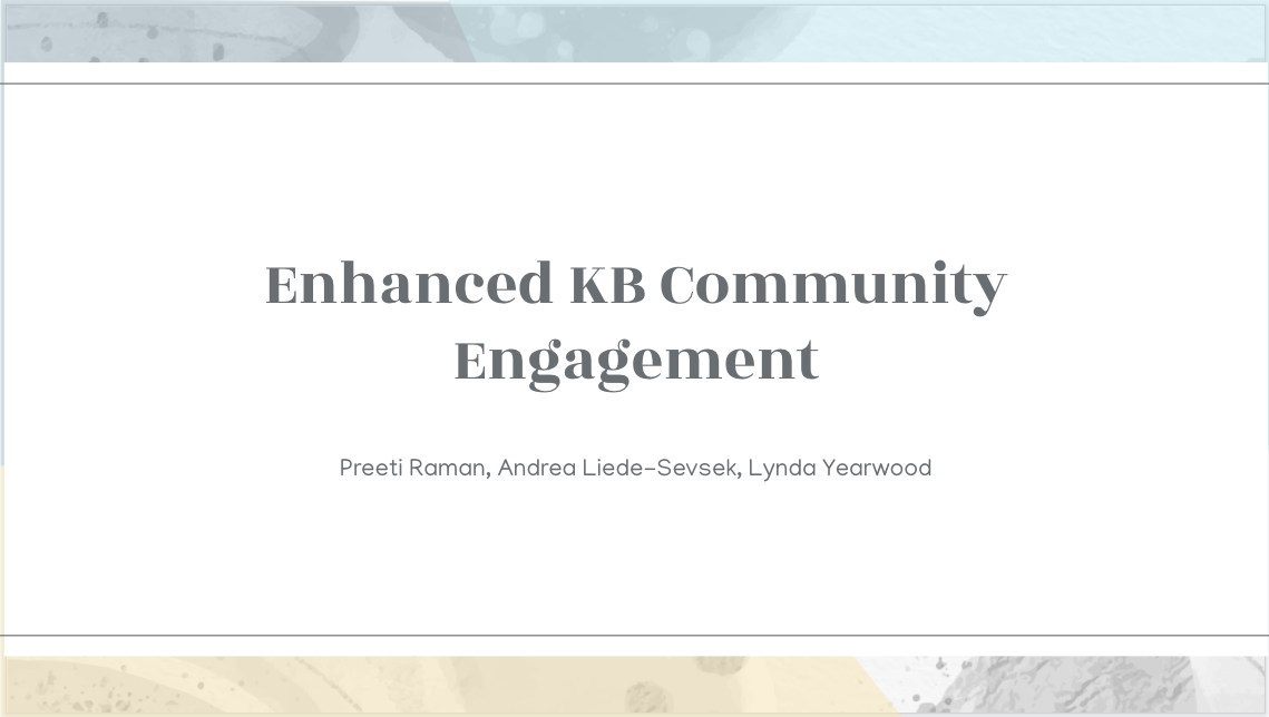 Enhanced KB Community Engagement presentation title slide